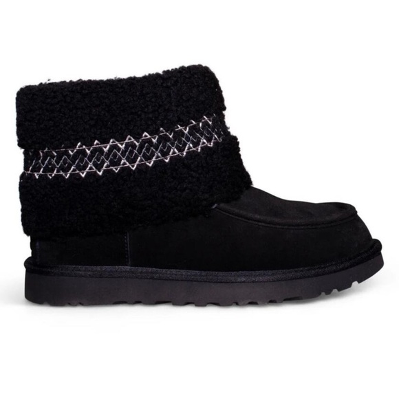 New UGG Mini Braid Boot Short Sheepskin Fur Black 1148930 Sz 5 - Picture 5 of 15